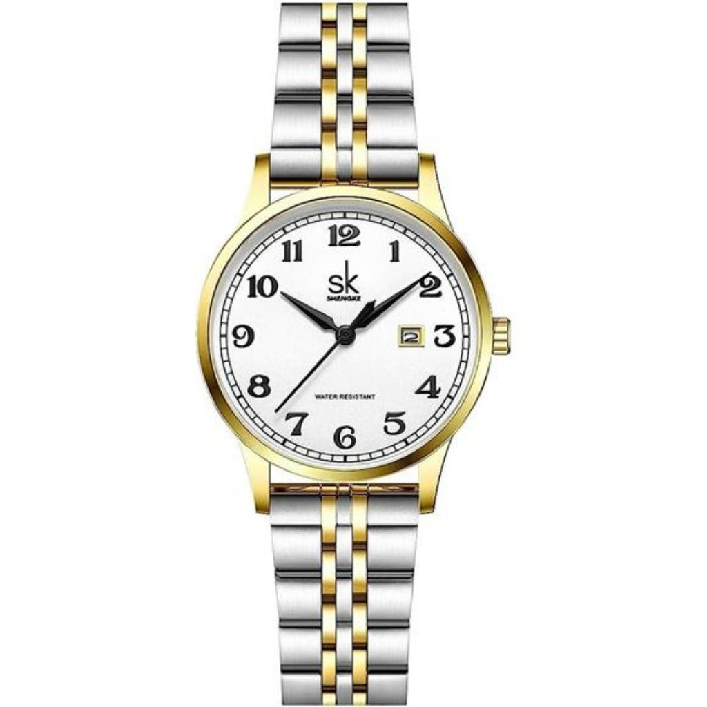 Sk Women Watches With Stainless Steel Band Calendar Watch